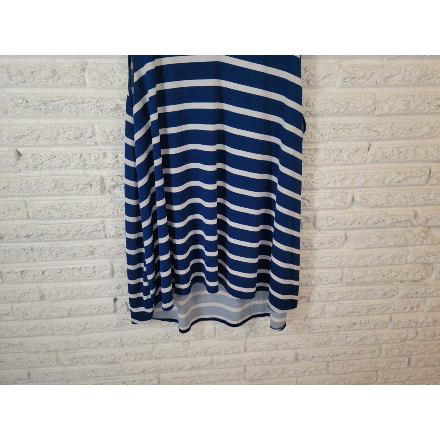 Lularoe Women Top 2XL Plus Tunic Sleeveless Dress Asymmetric Blue Stripe Casual