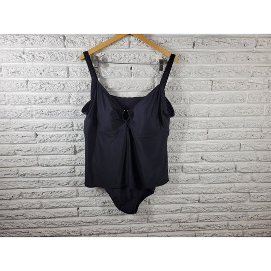 Sand n Sun Womens Swimsuit 3X One Piece Black Bra Beach  Lined Pool Summer