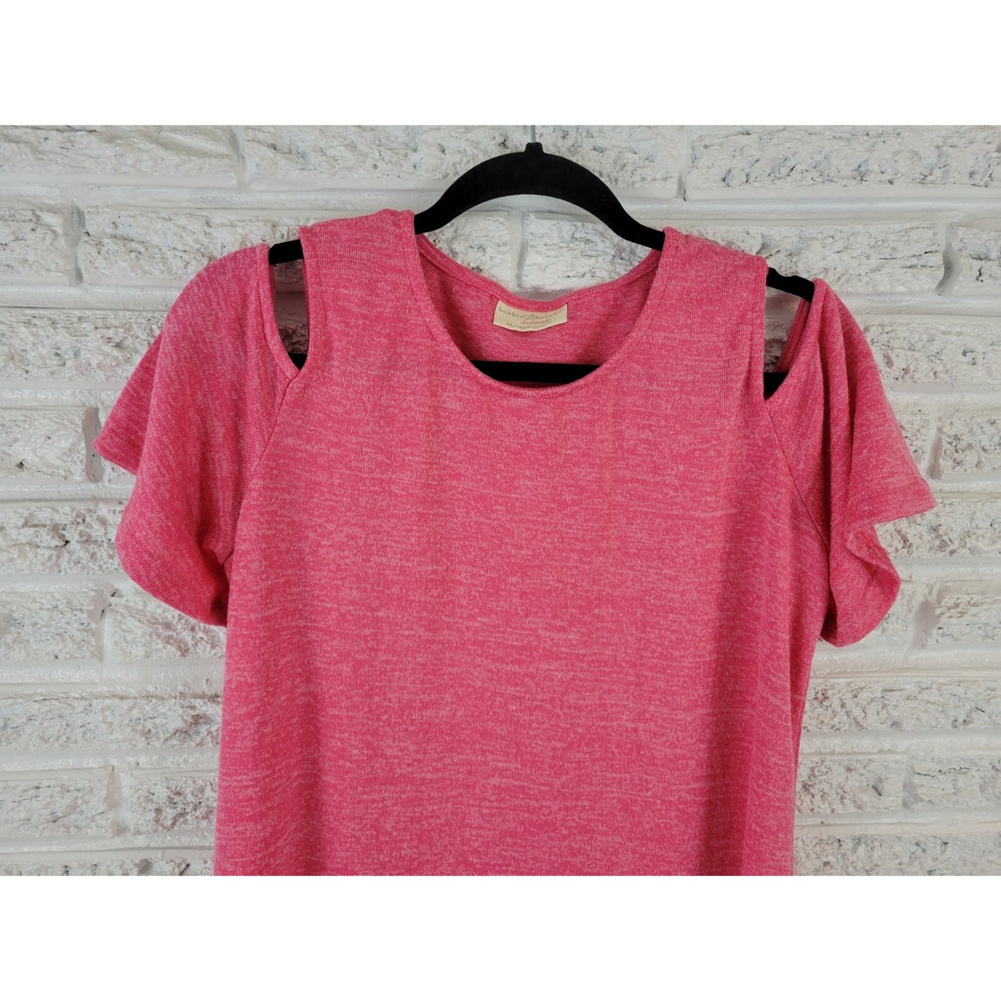 Bobbie Brooks Womens Dress Extra Large XL Shirt Knit Pink Cold Shoulder Casual
