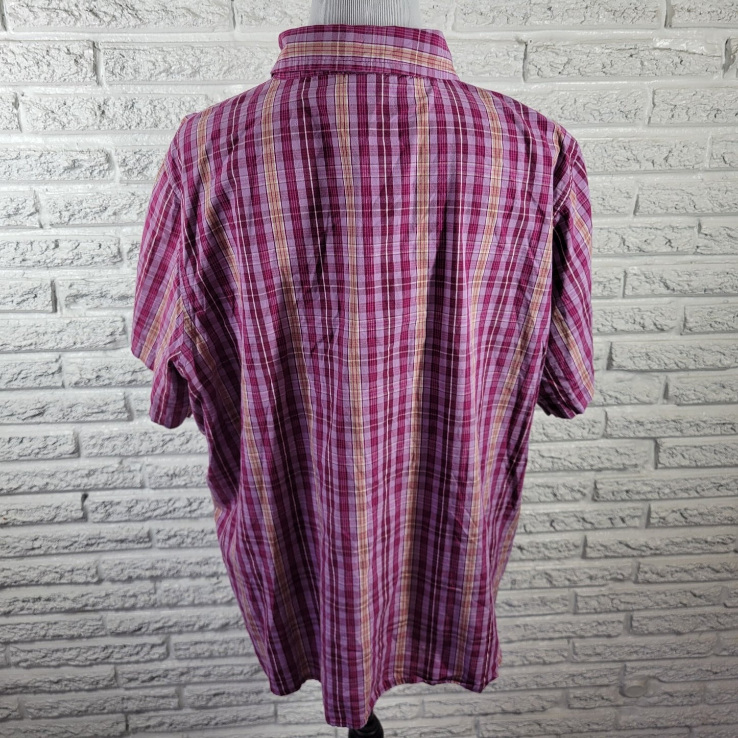 Disney Eeyore Womens Top 2X Plus Short Sleeve Purple Plaid Cotton Lightweight