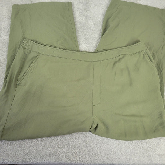 Old Navy Womens Pants 3X Plus Playa Wide Leg Green Pull On Pockets Casual Comfy