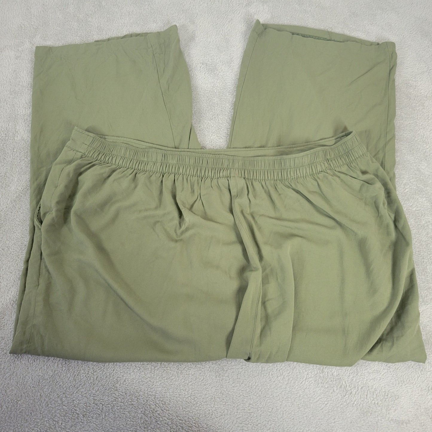 Old Navy Womens Pants 3X Plus Playa Wide Leg Green Pull On Pockets Casual Comfy