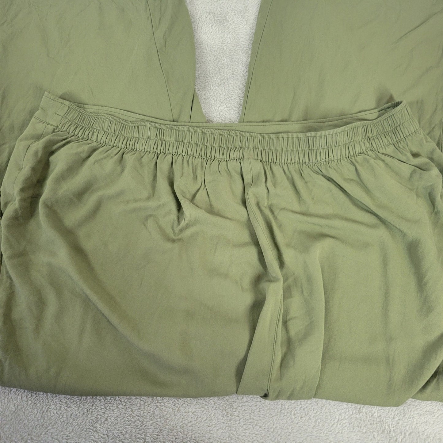 Old Navy Womens Pants 3X Plus Playa Wide Leg Green Pull On Pockets Casual Comfy