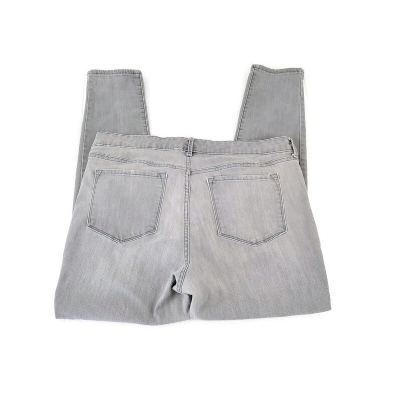 Old Navy Rockstar Women Jeans 18 Plus Regular Skinny Leg Distressed Zip Gray