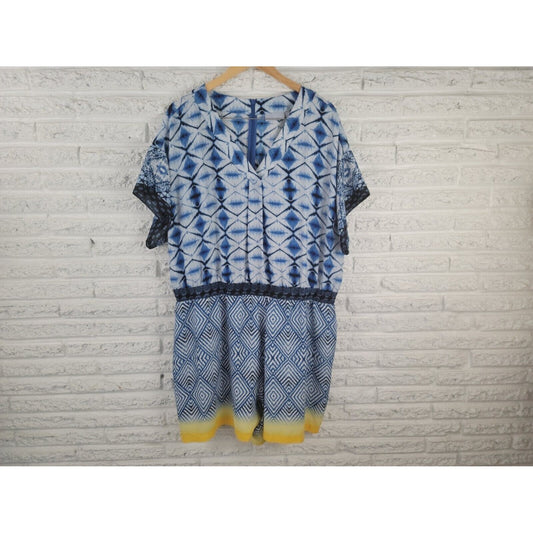 Harper Liv Womens Romper 24 Plus One Piece Shorts Polyester Blue Watercolor