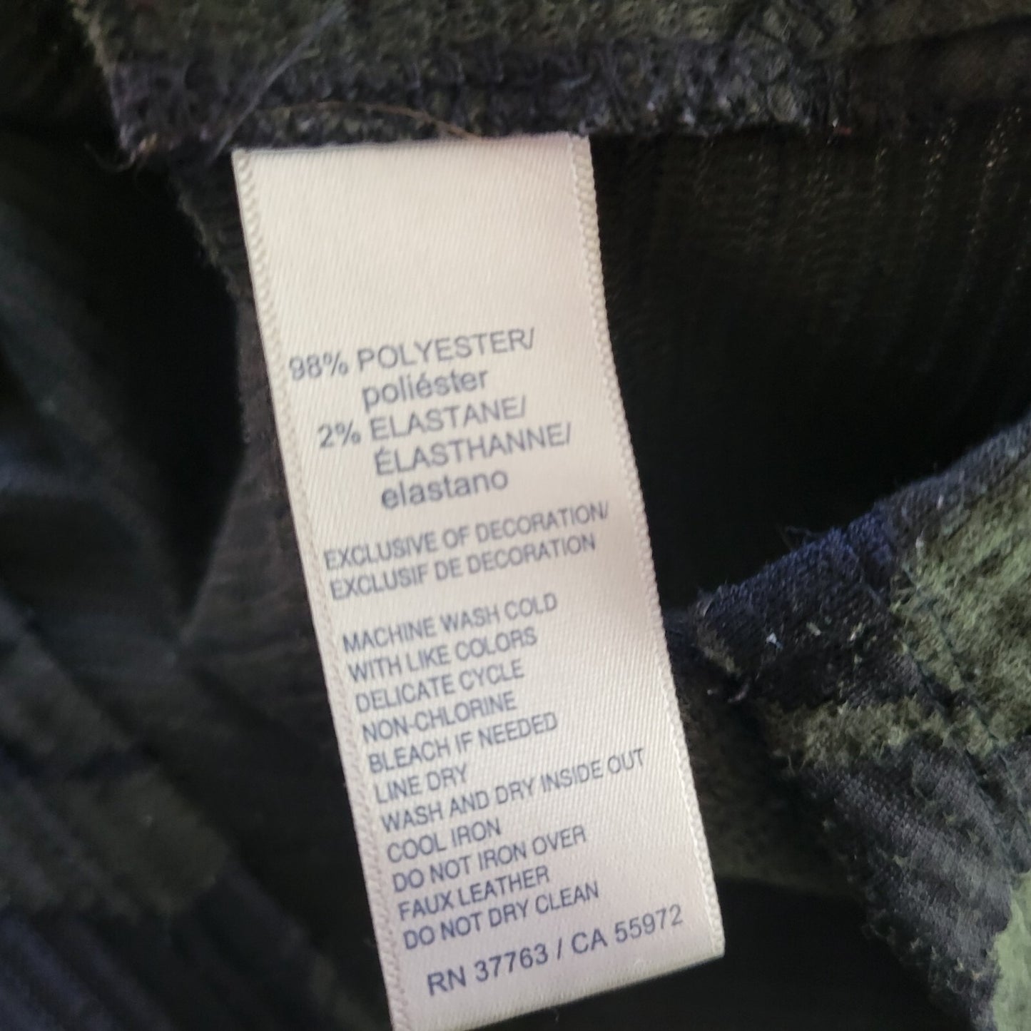 Rafaella Womens Top 2X Plus 3/4 Sleeve Green Roses Zip Shoulder Faux Leather