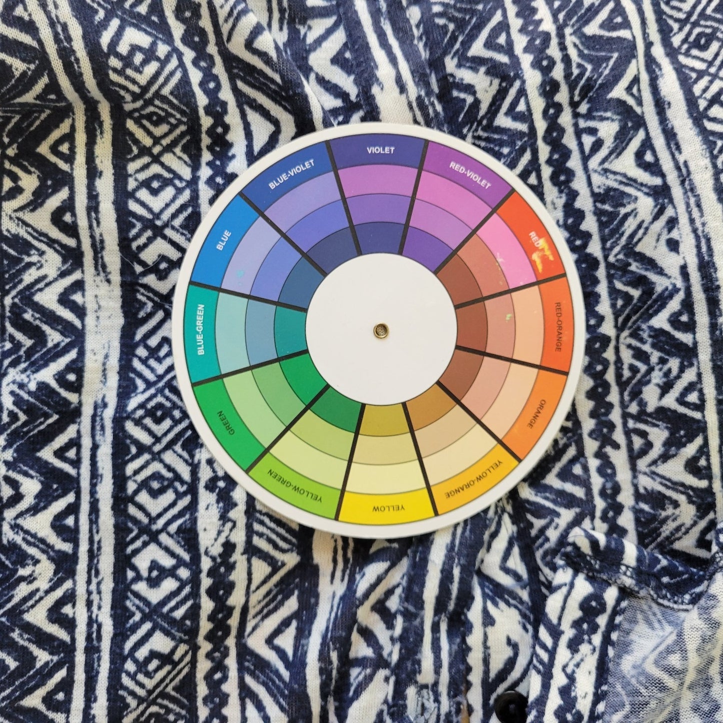 Notations Womens Top 2X Plus Roll Tab Sleeve Blue Geometric Button Up Polyester