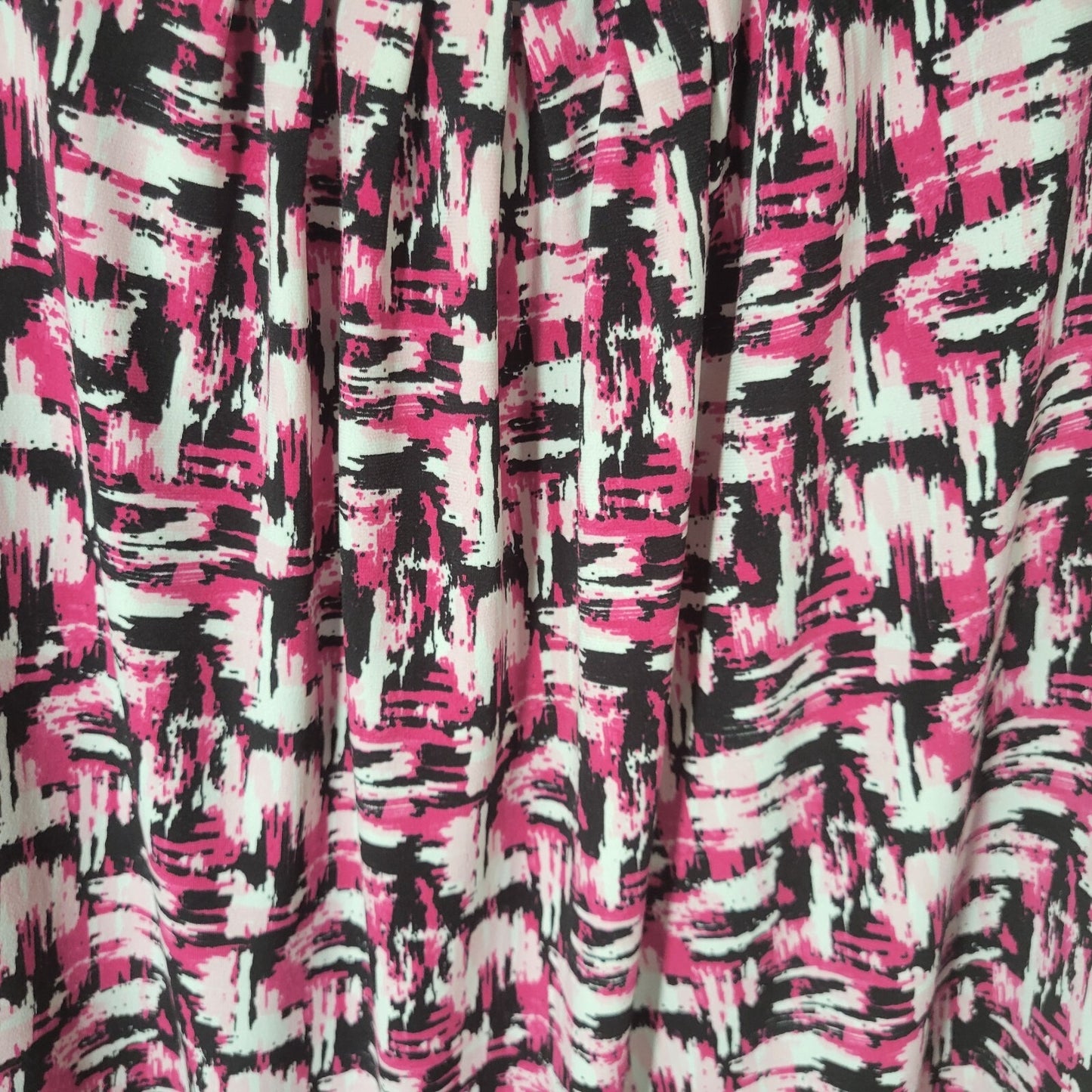 Jones Studio Womens Top 24W Plus Sleeveless Pink Black Watercolor Pleated Lined