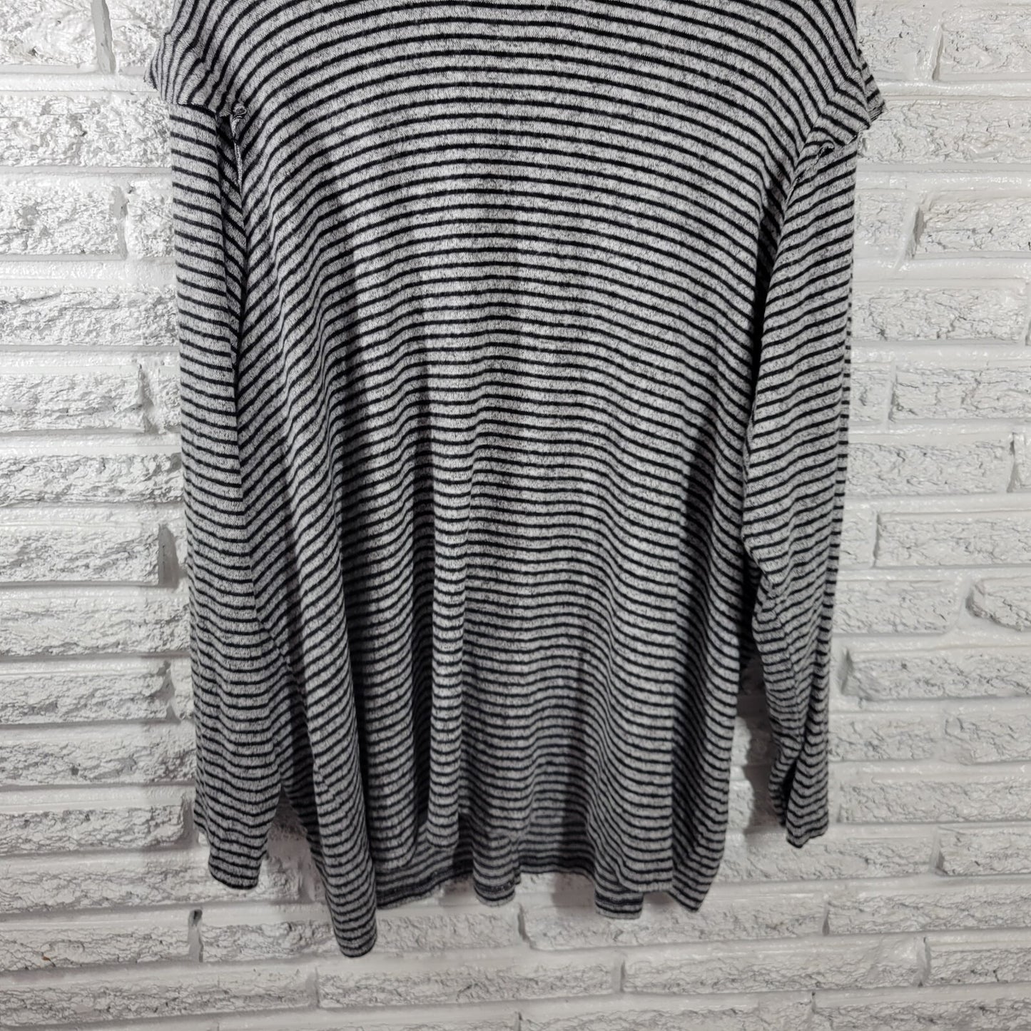 Lee Womens Top 3X Plus Tunic Long Sleeve Knit Gray Stripe Lightweight Casual