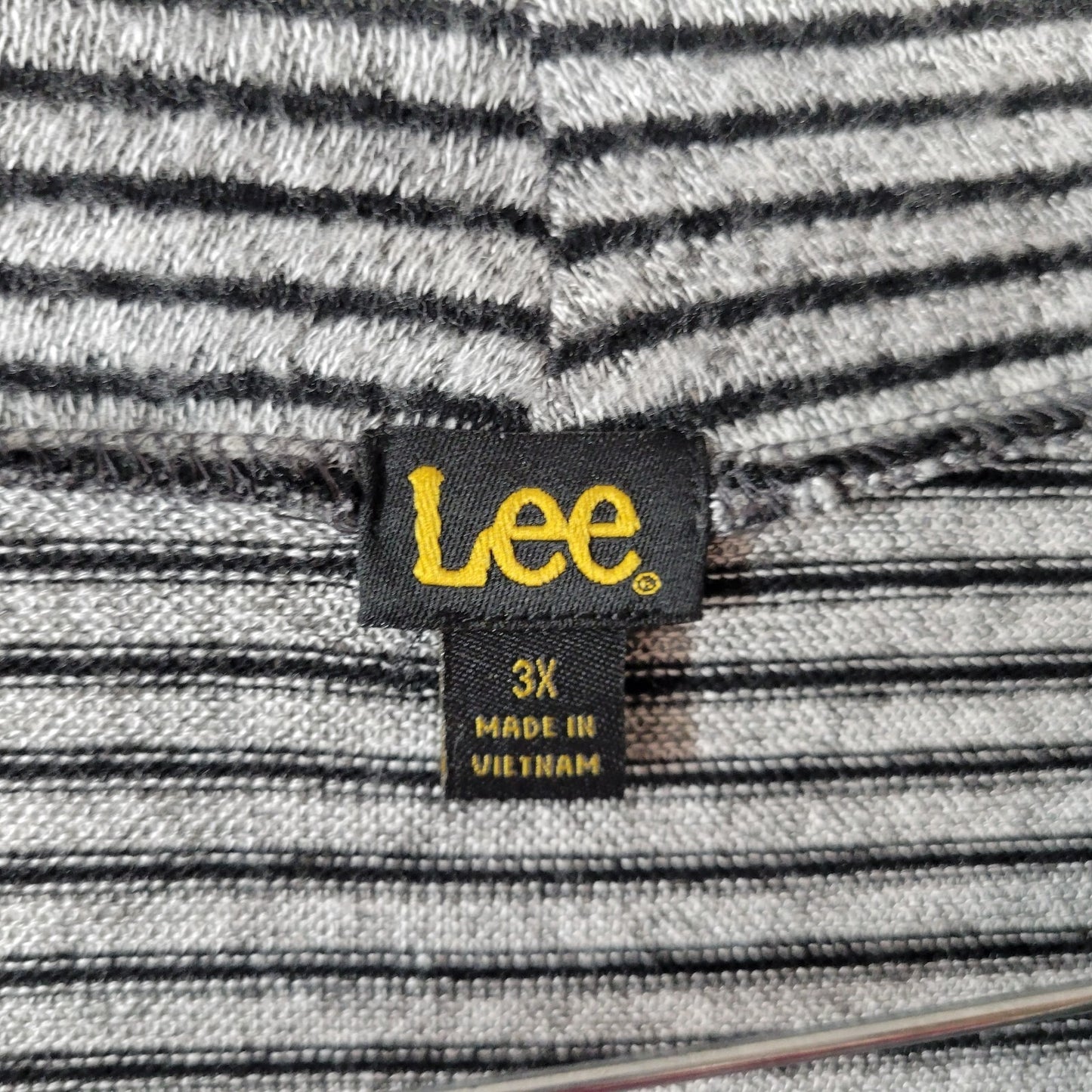 Lee Womens Top 3X Plus Tunic Long Sleeve Knit Gray Stripe Lightweight Casual