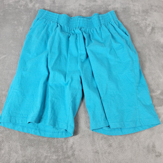 Woman Within Womens Shorts 1X 22 24 Plus Pull On Blue Cotton Blend Comfort Waist