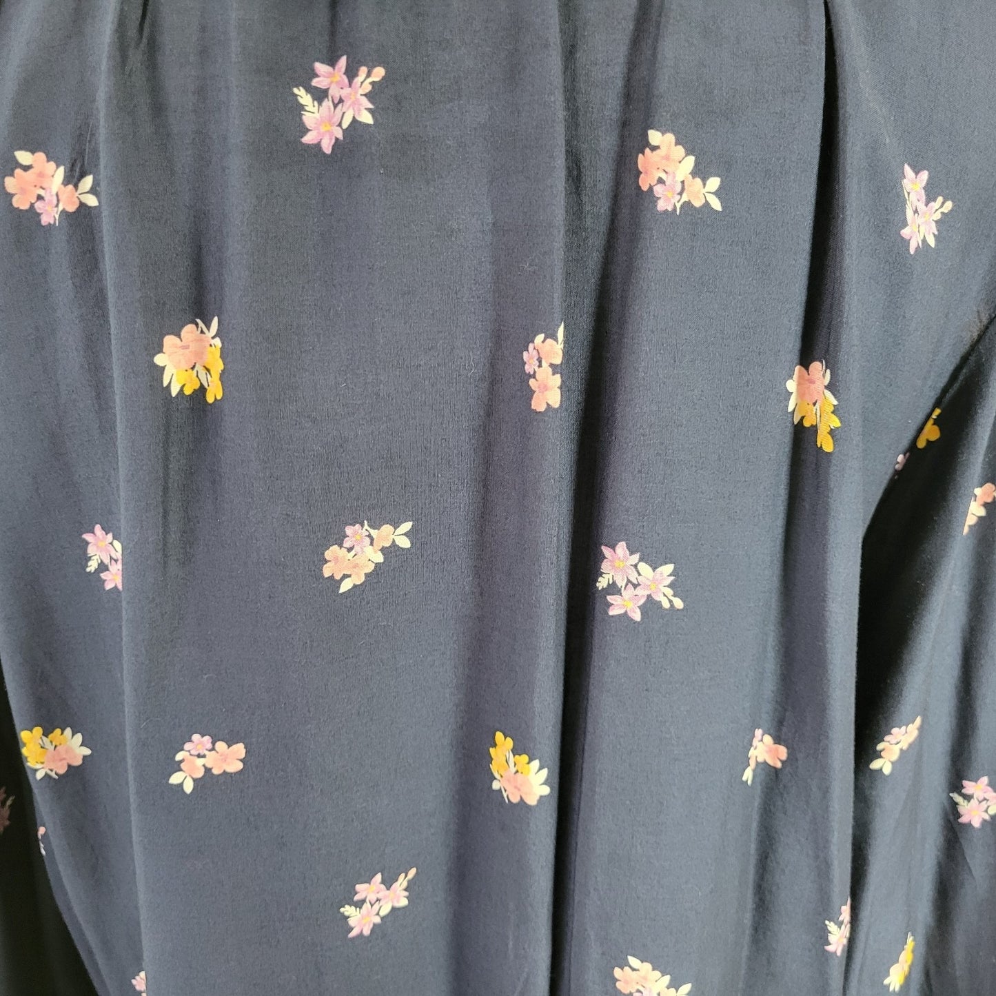 Old Navy Tunic XL Tall Blue Floral V-Neck Blouse Long Sleeve Modal Lightweight