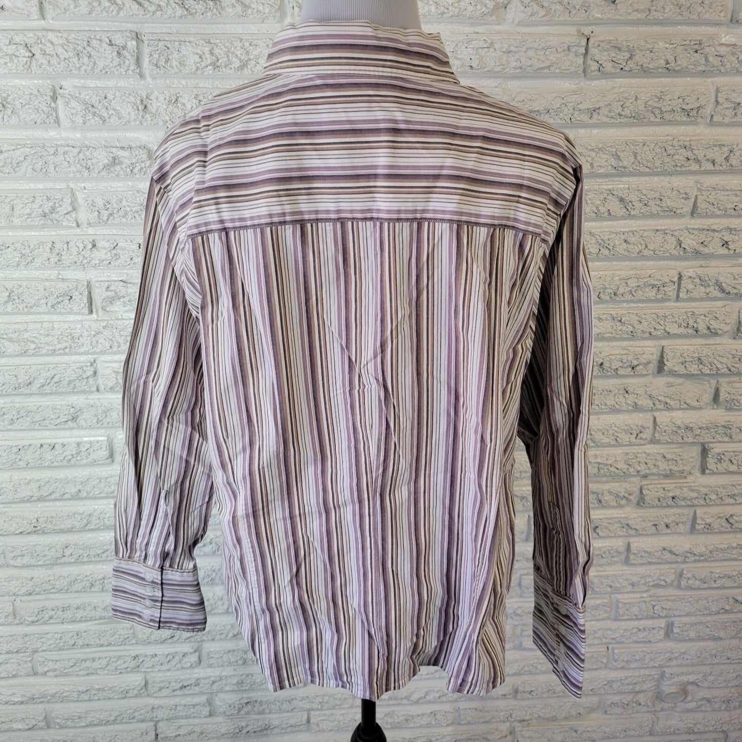 Casual Corner Annex Women Top 2X Plus Lavender Stripe Lightweight Cotton Blend