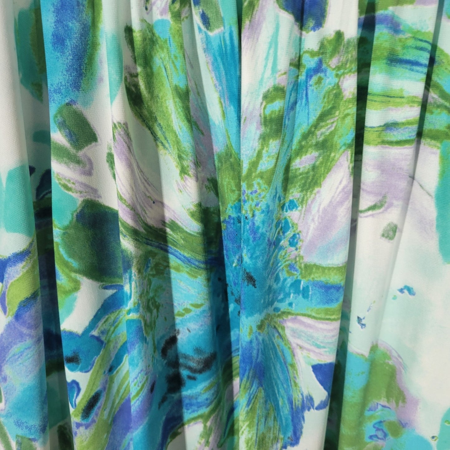 AGB Womens Top Extra Large Batwing Sleeve Blue Green Watercolor Side Tie Comfy