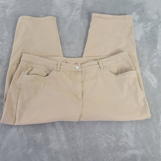 Ruby Rd Womens Jeans 18W Plus Capri Beige Zip Fly Embroidered Rhinestone Comfy