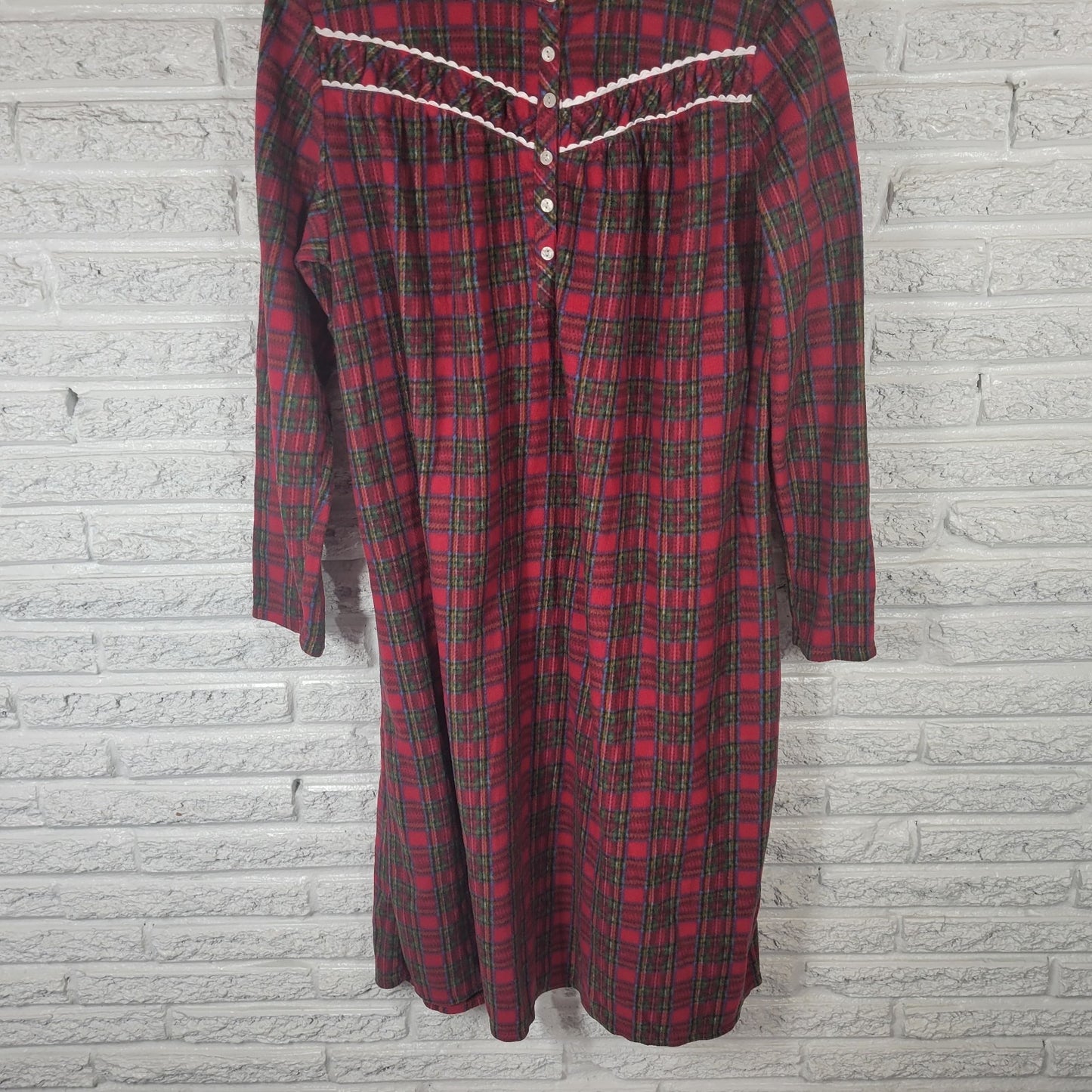Celestial Dreams Womens Robe XL Long Sleeve Red Plaid Flannel Ric Rac Loungewear