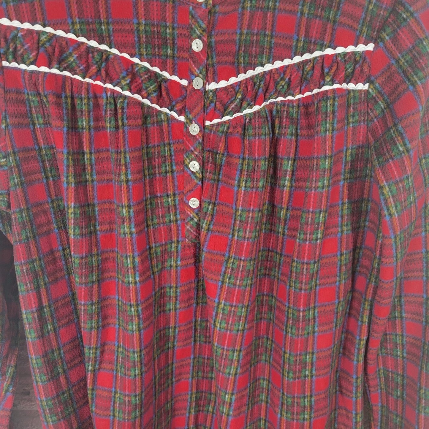 Celestial Dreams Womens Robe XL Long Sleeve Red Plaid Flannel Ric Rac Loungewear