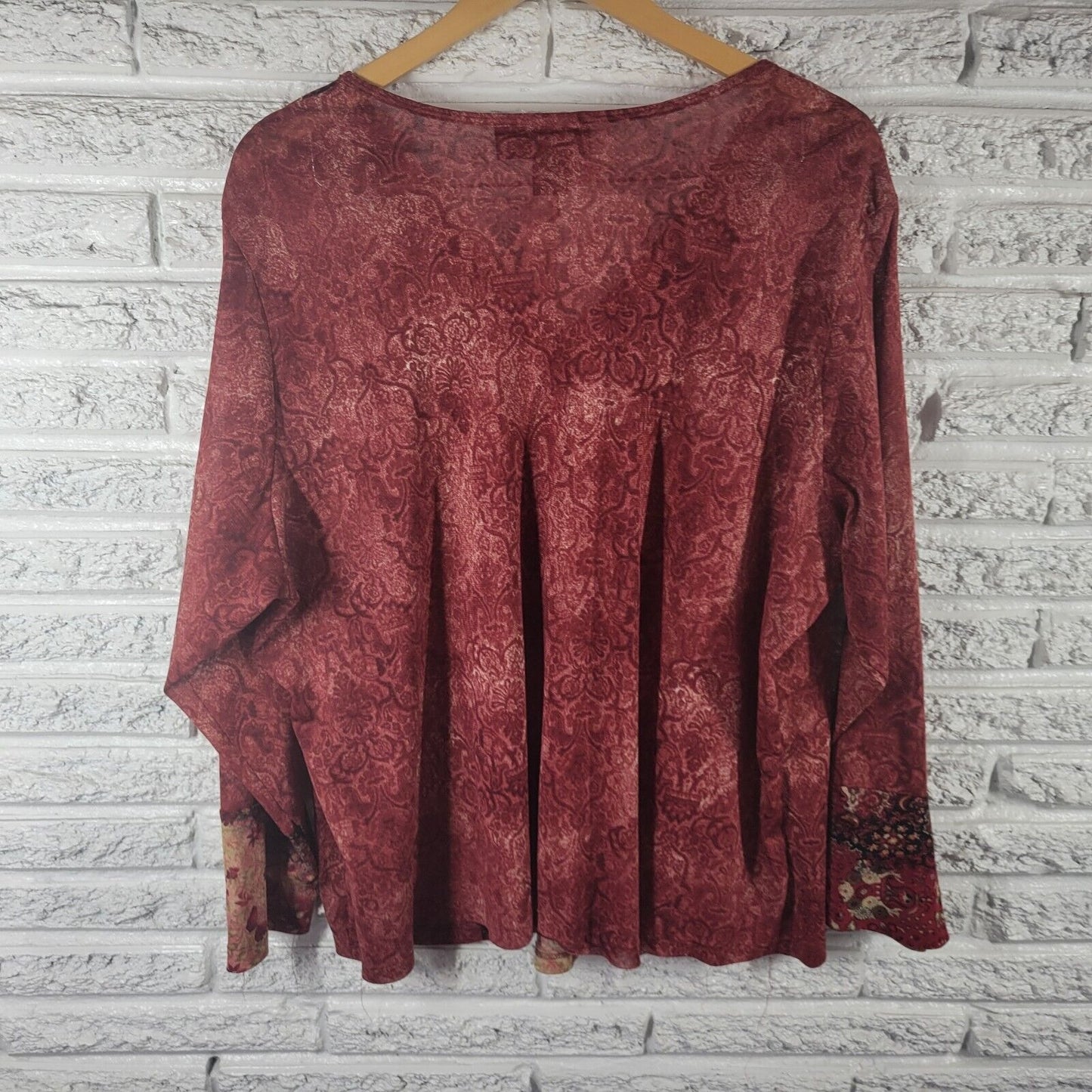 Venezia Womens Top 26 28 Plus Long Sleeve Red Floral Polyester Comfy Casual