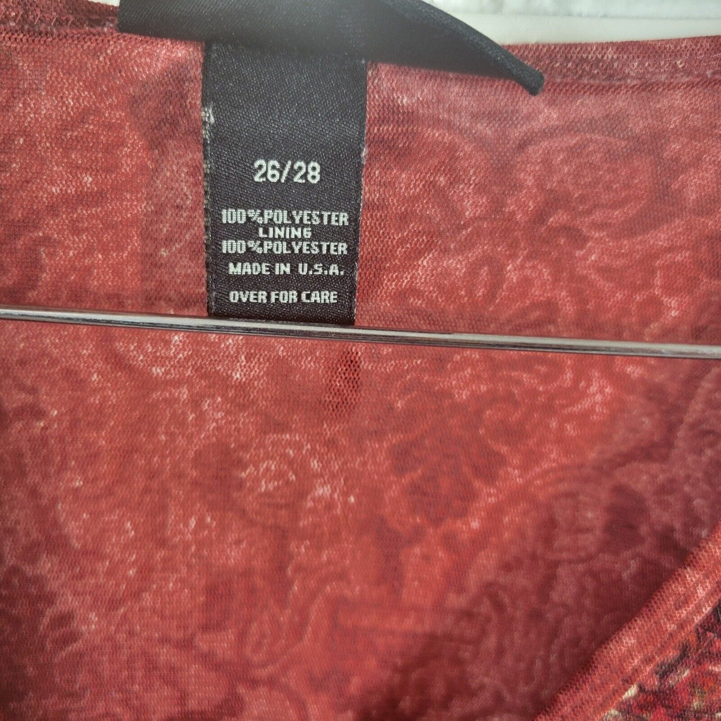 Venezia Womens Top 26 28 Plus Long Sleeve Red Floral Polyester Comfy Casual