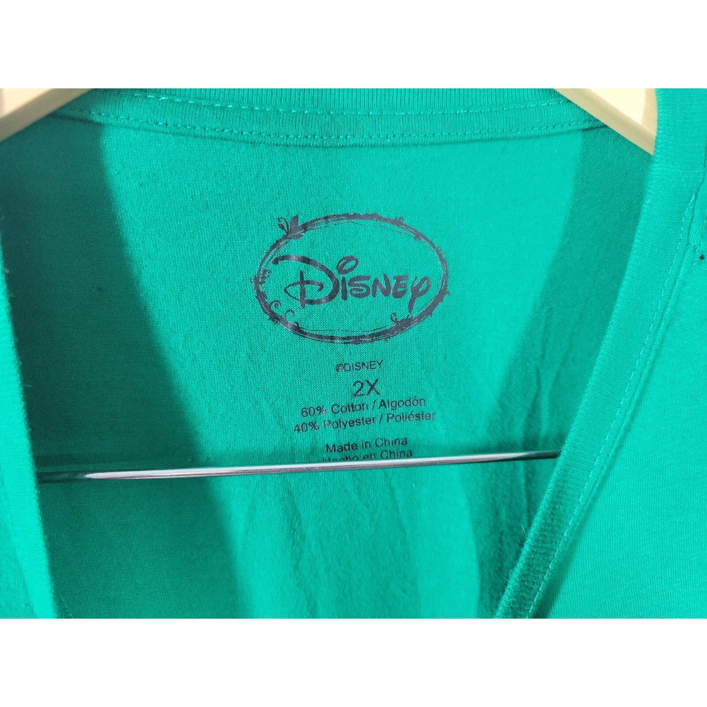 Disney Grumpy Adult Shirt 2X Tee Short Sleeve Dwarf Green Glitter Cotton Blend