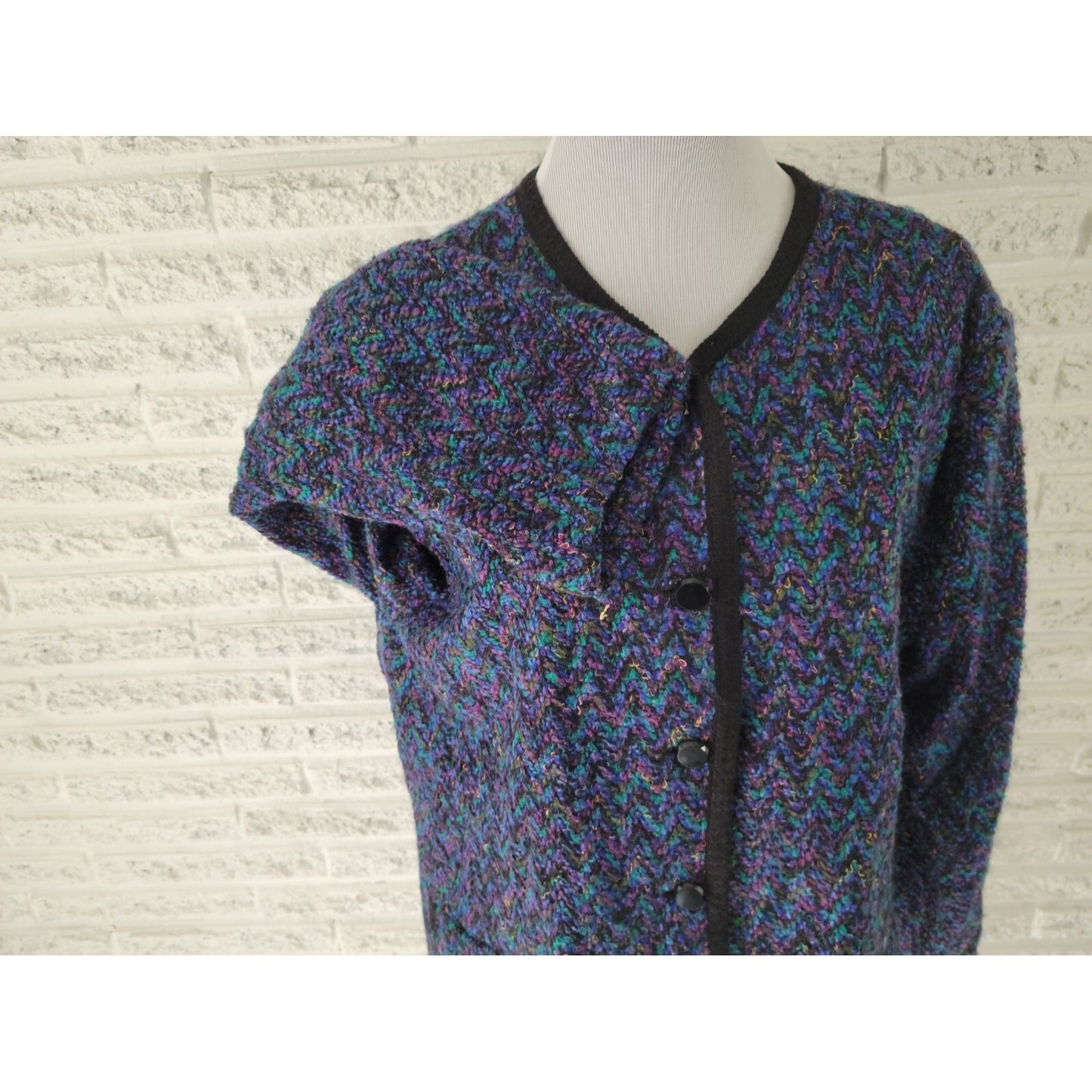Haberdashery Leslie Ray Sweater 20 Plus Cardigan Lined Button Blue Faux Pocket