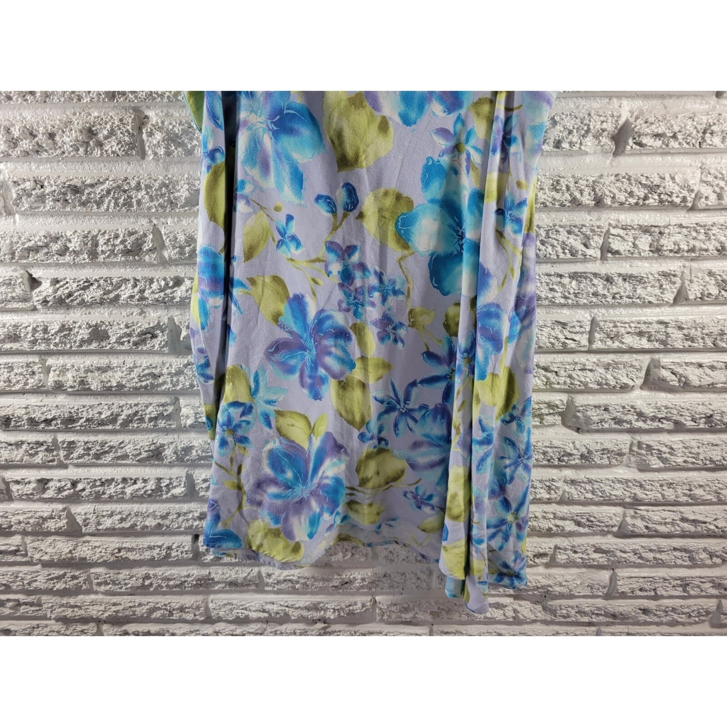 Avenue Womens Skirt 20 Plus ALine Blue Yellow Floral Zip Up Office Linen Rayon