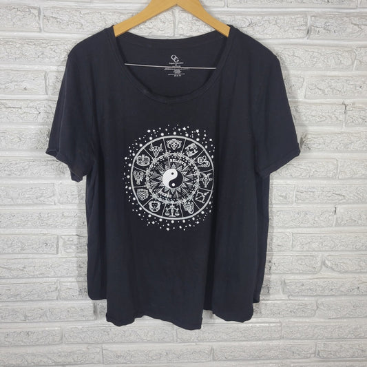 Organic Generation Womens Top 3X Plus Tee Short Sleeve Black Zodiac Cotton Comfy