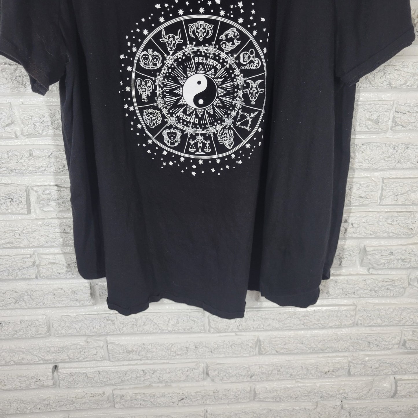 Organic Generation Womens Top 3X Plus Tee Short Sleeve Black Zodiac Cotton Comfy