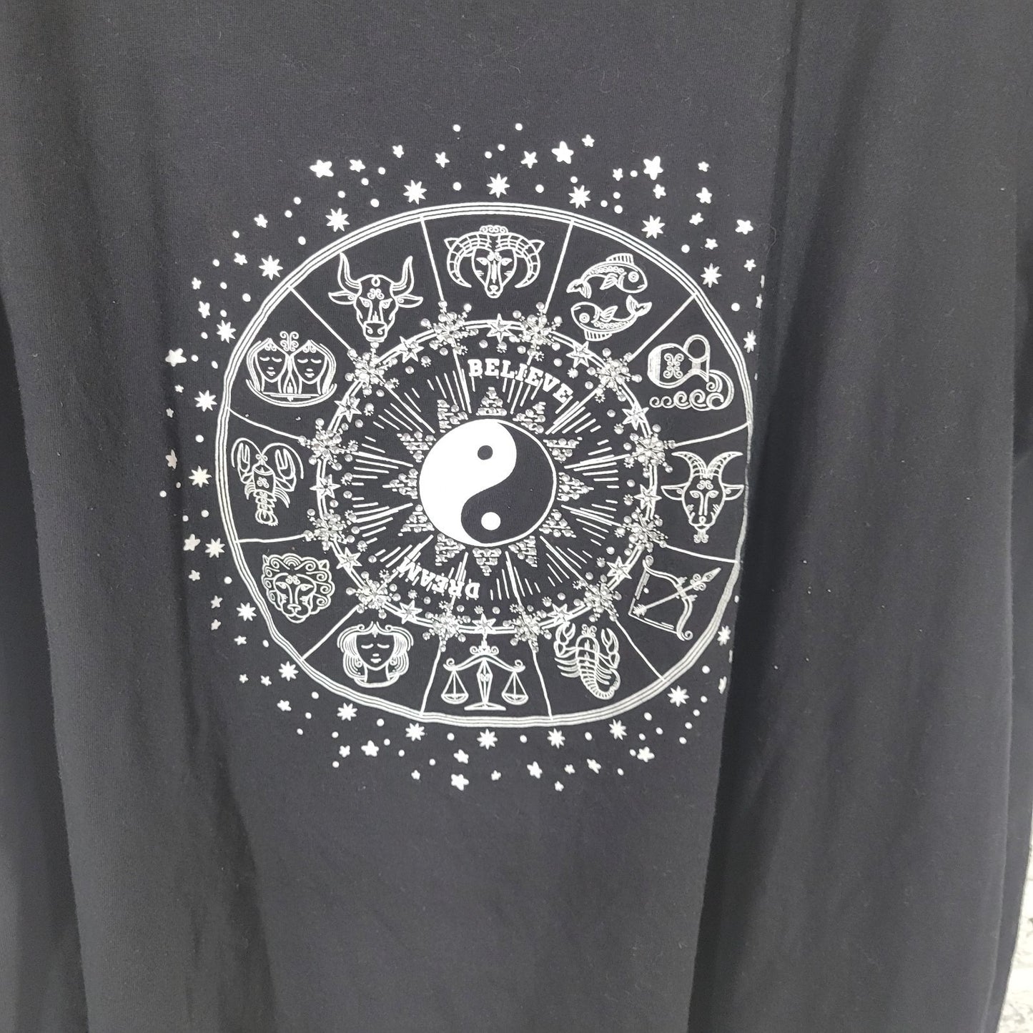 Organic Generation Womens Top 3X Plus Tee Short Sleeve Black Zodiac Cotton Comfy