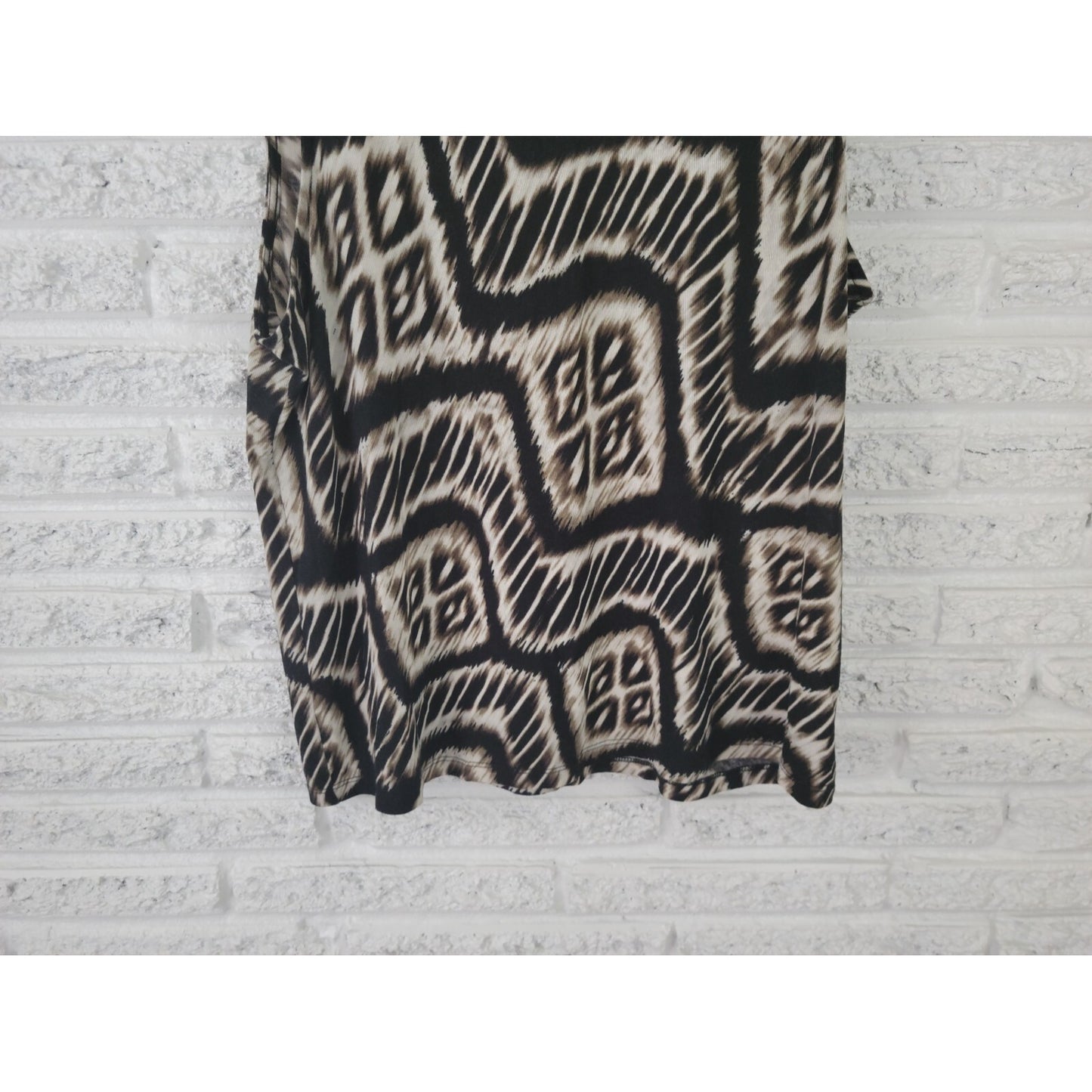 Chicos Easywear Womens Top 3 Standard Extra Large Sleeveless Black Animal Print