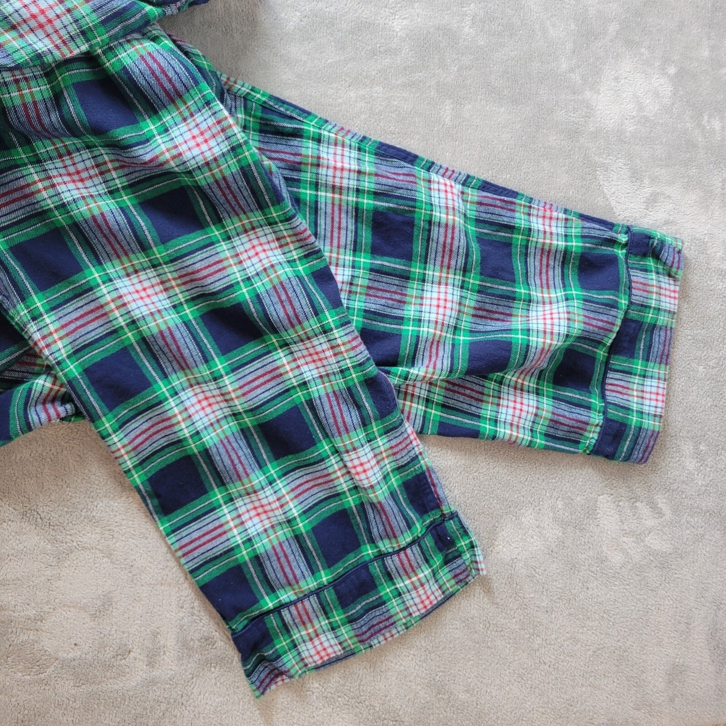 Lands End Womens Pajama Pants 2X Plus Pull On Green Red Plaid Cotton Lightweight