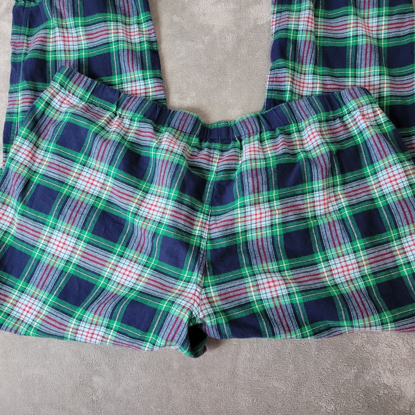 Lands End Womens Pajama Pants 2X Plus Pull On Green Red Plaid Cotton Lightweight