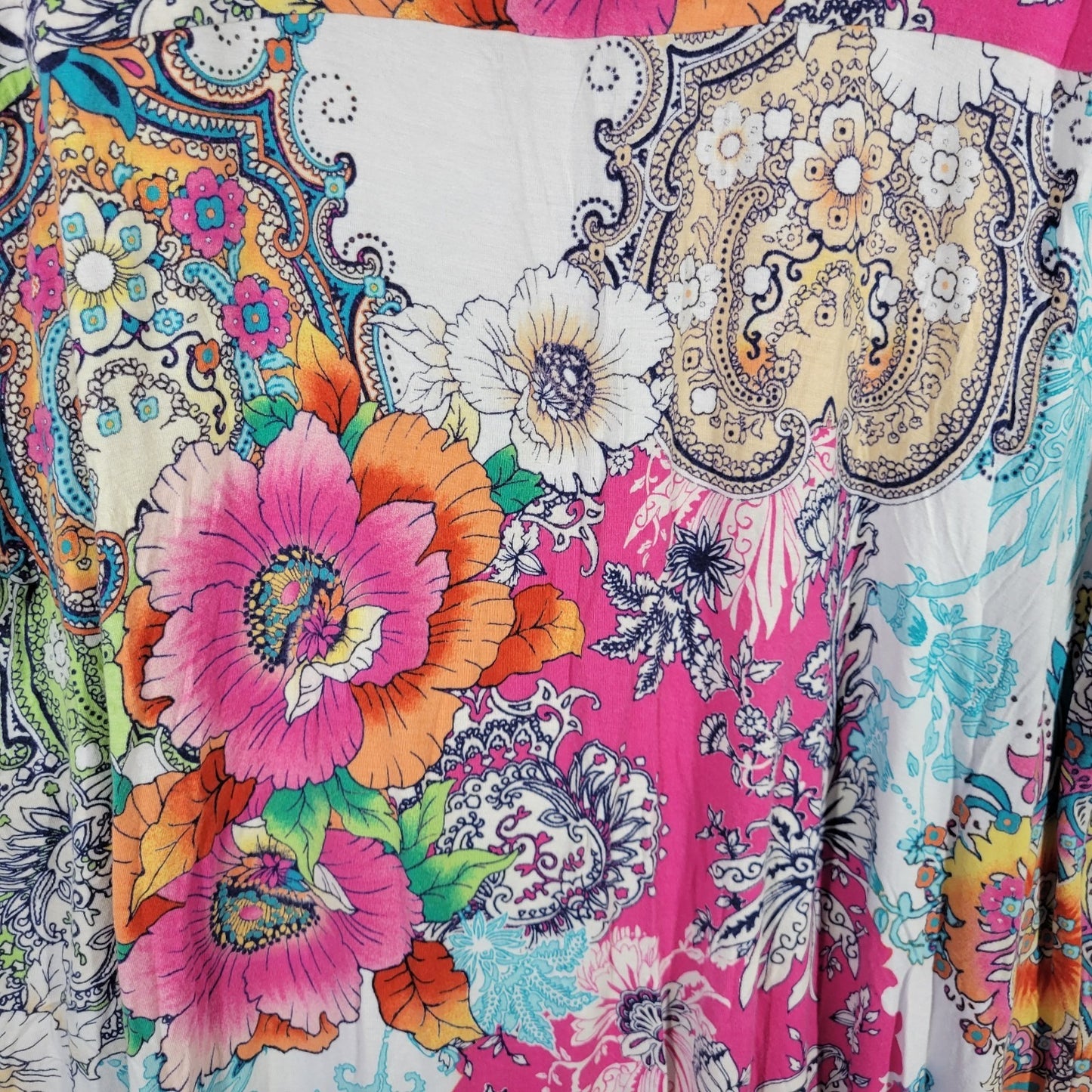 Soma XXL Plus Size Nightgown Pink Blue Floral V-Neck Short Sleeve Viscose