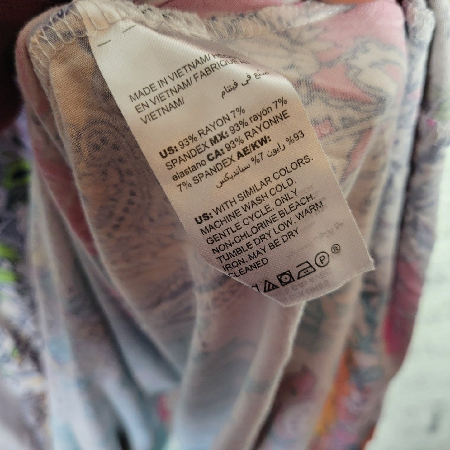 Soma XXL Plus Size Nightgown Pink Blue Floral V-Neck Short Sleeve Viscose