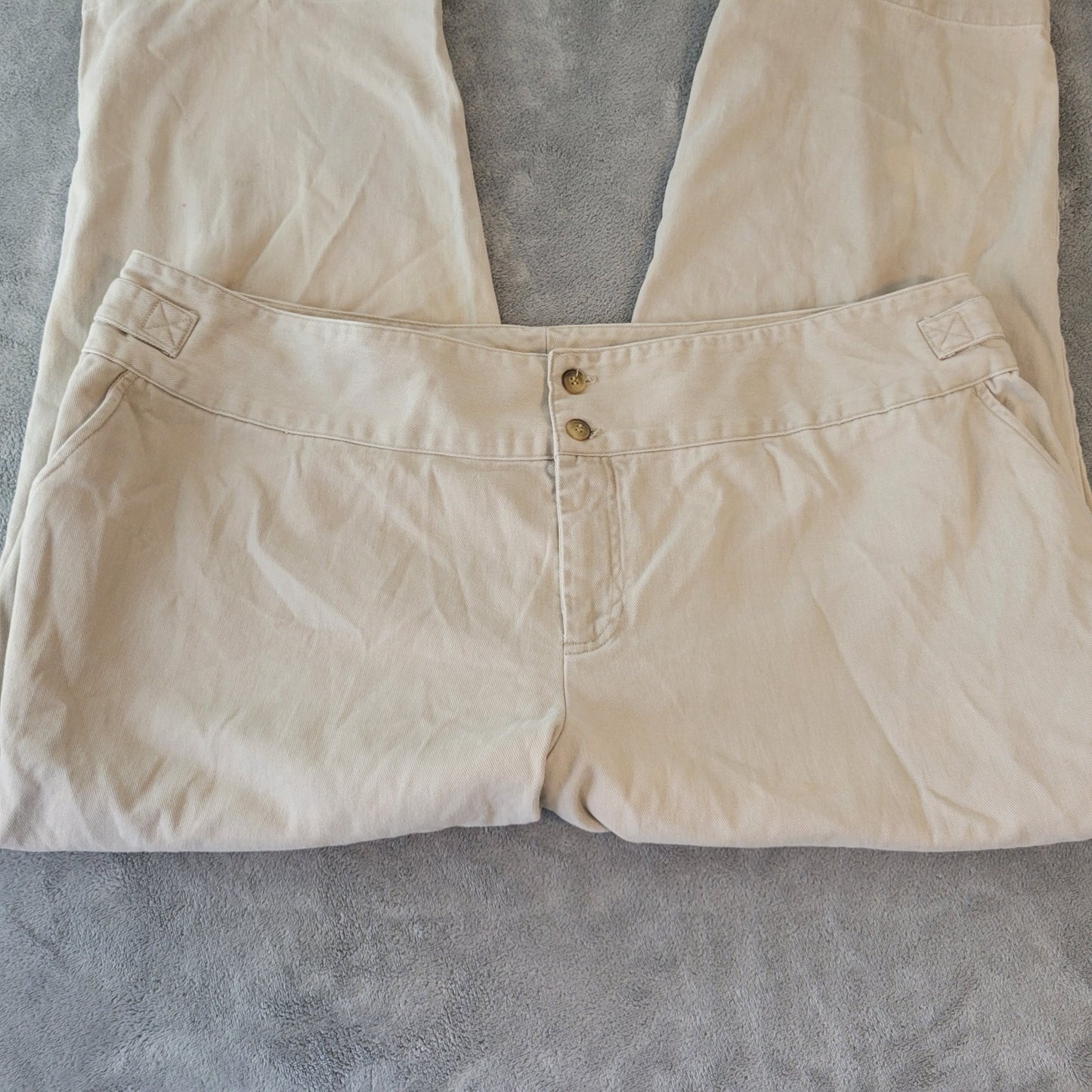 CJ Banks Womens Pants 24W Plus Cropped Beige Cotton Zip Fly Adjustable Waist