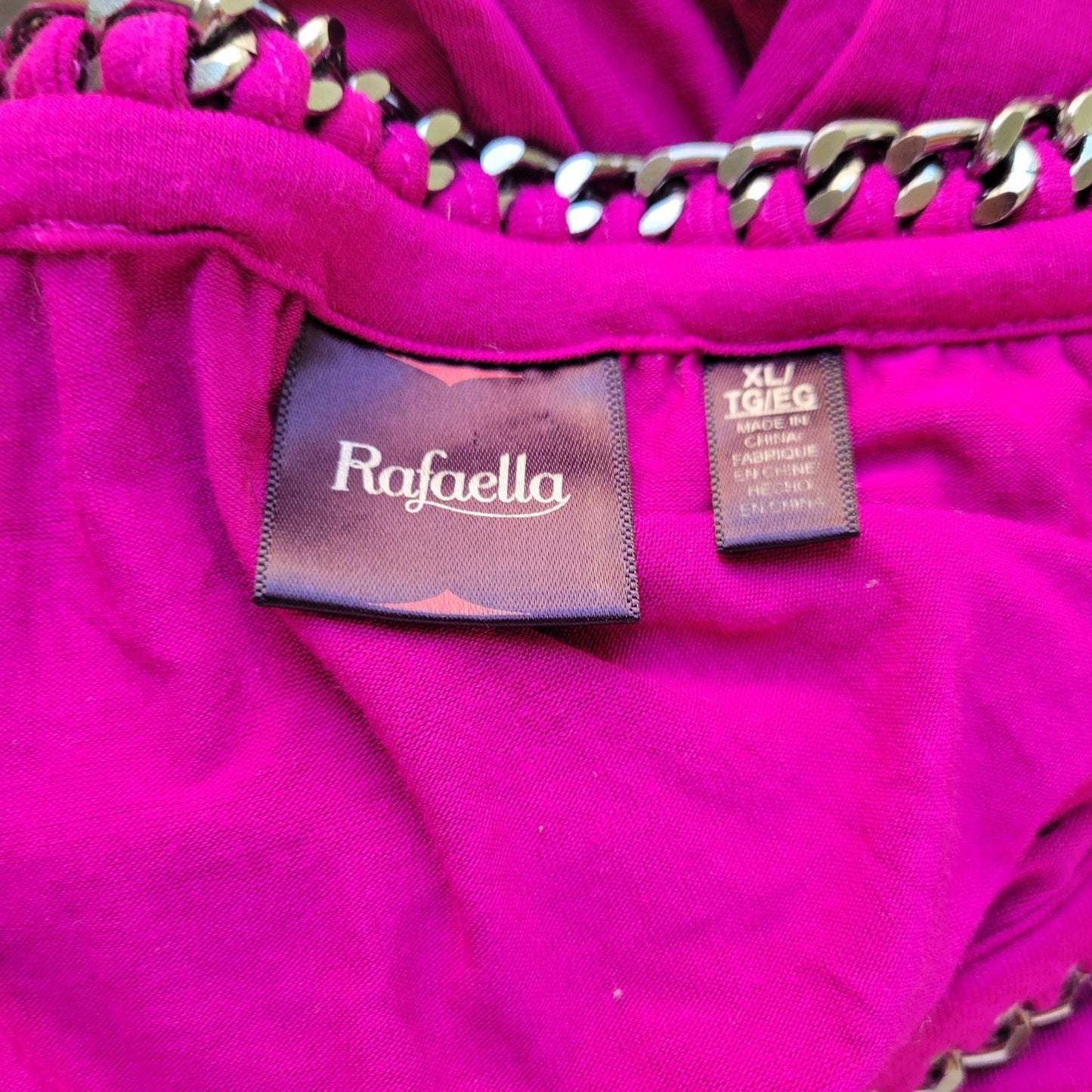 Rafaella Womens Top Extra Large XL 3/4 Sleeve Chain Neck Purple Comfy Casual