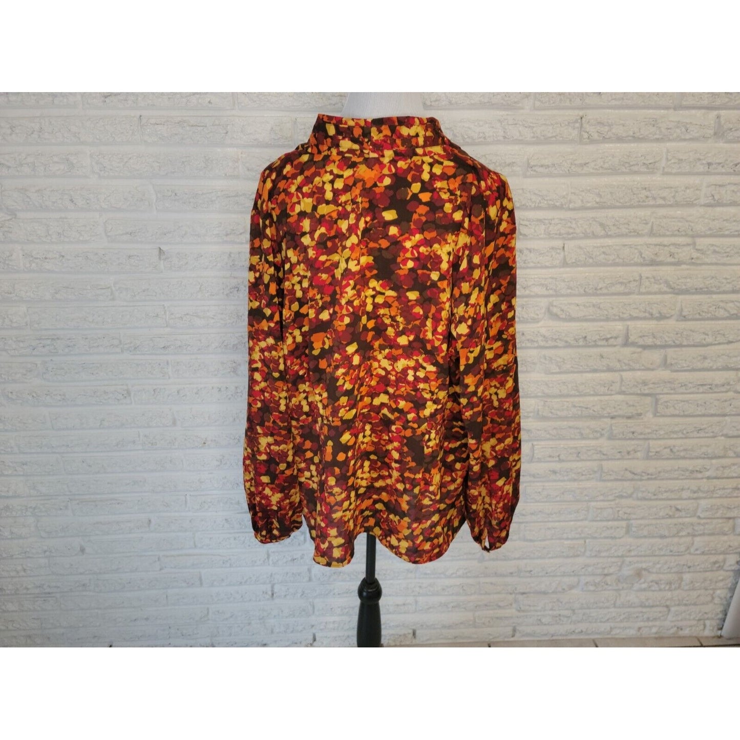 Chadwicks Womens Shirt 20W Plus Collar Button Up Long Sleeve Watercolor Sheer