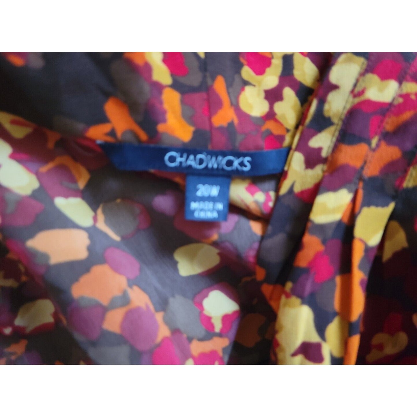 Chadwicks Womens Shirt 20W Plus Collar Button Up Long Sleeve Watercolor Sheer