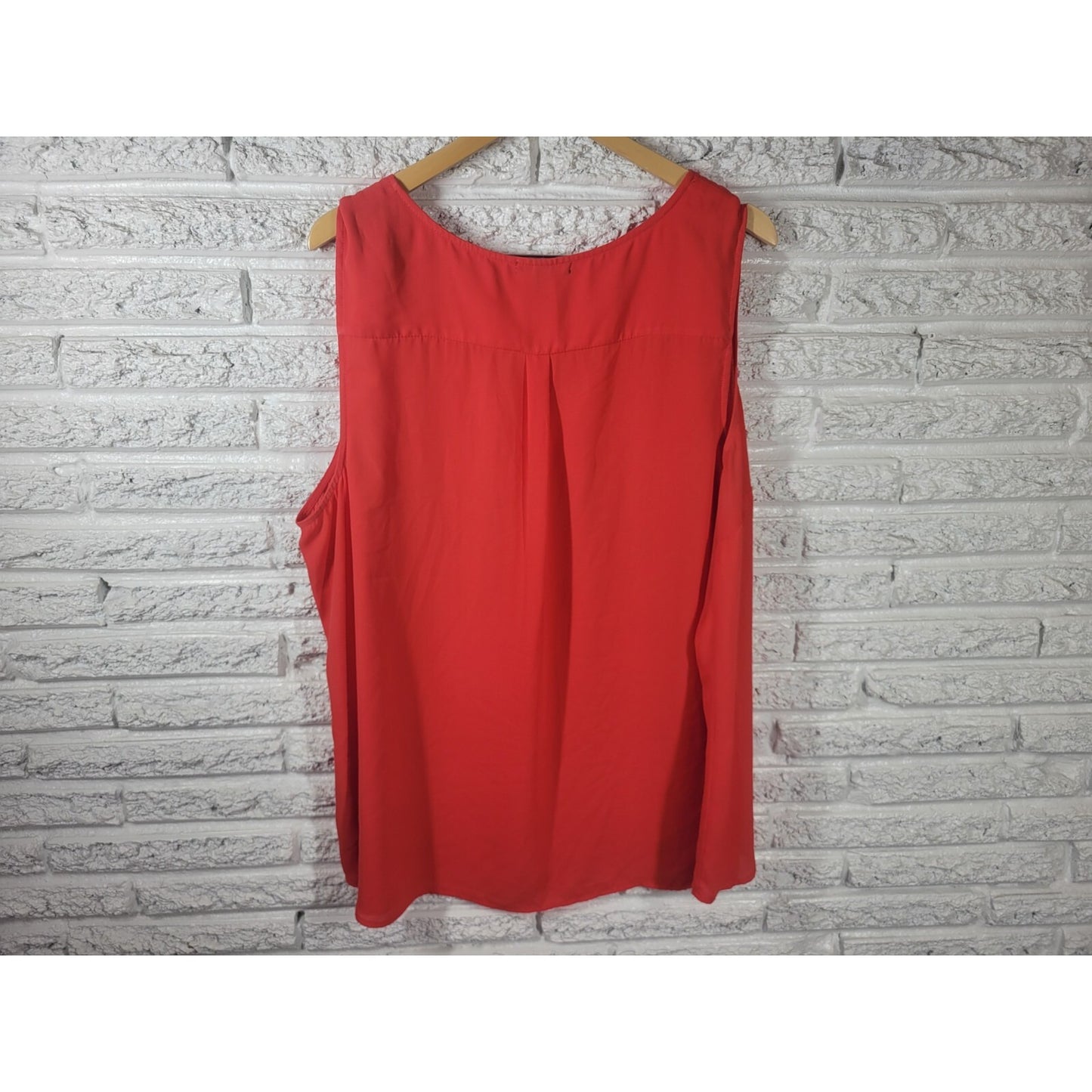 Roz Ali Womens Top 3X Plus Sleeveless Quarter Zip Red Polyester Career Casual