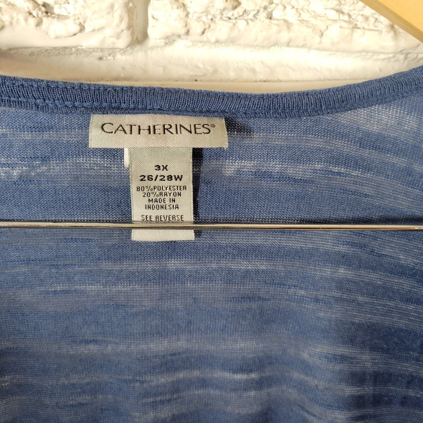Catherines Womens Top 3X Plus Cardigan Open Blue Lightweight Sheer Pol Blend