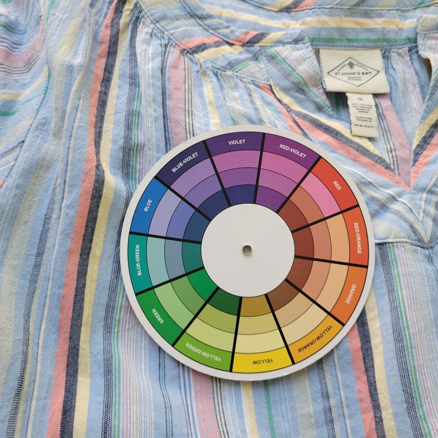 St Johns Bay Womens Top 1X Plus Short Sleeve Blue Stripe Lightweight Casual