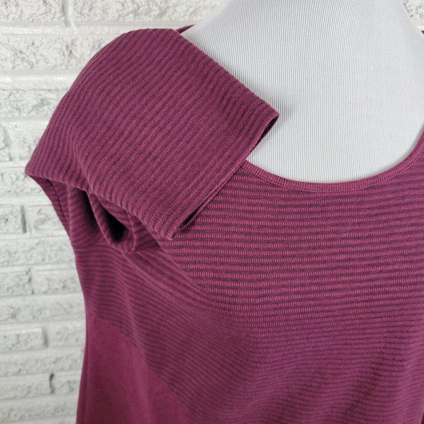 Chicos Women Top 3 Standard XL Tunic 3/4 Sleeve Purple Stripe Knit Casual Comfy