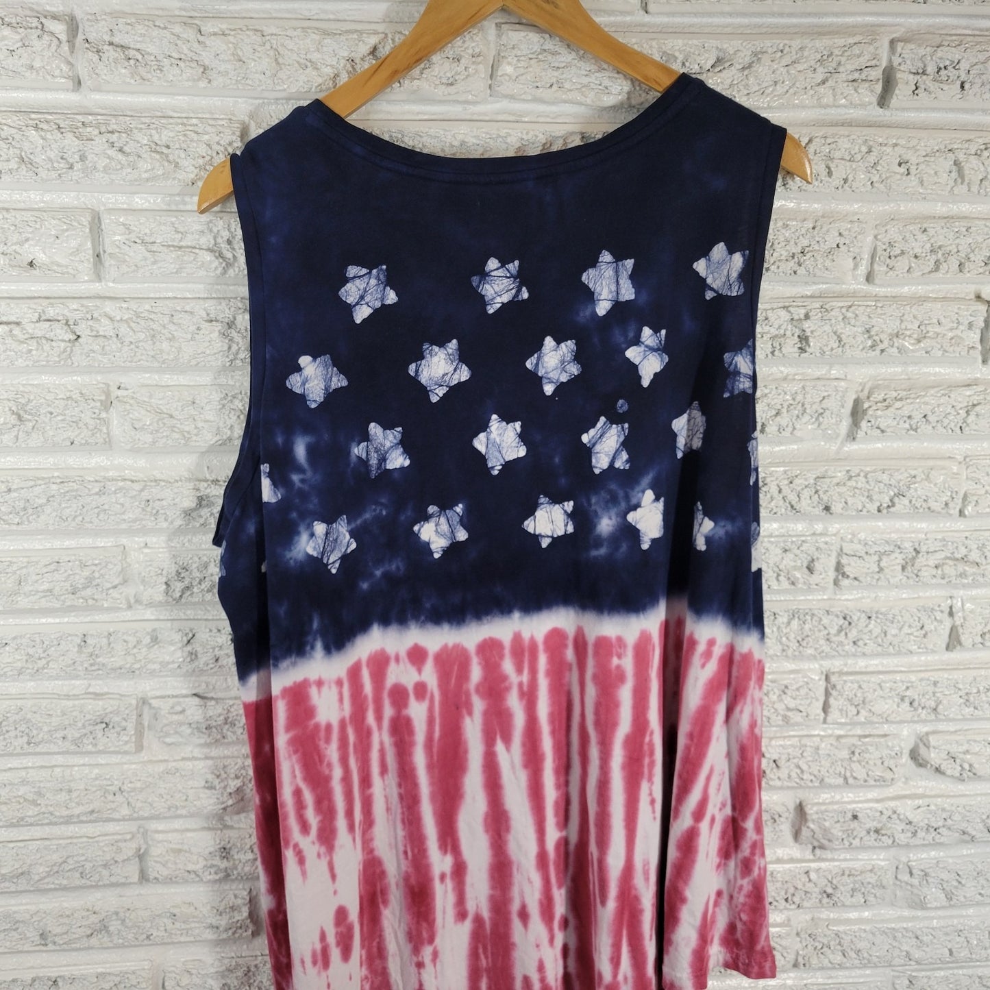 Chaps Women's Plus Size 2X 4th of July Shift Tank Dress Red Blue Asymmetric Hem