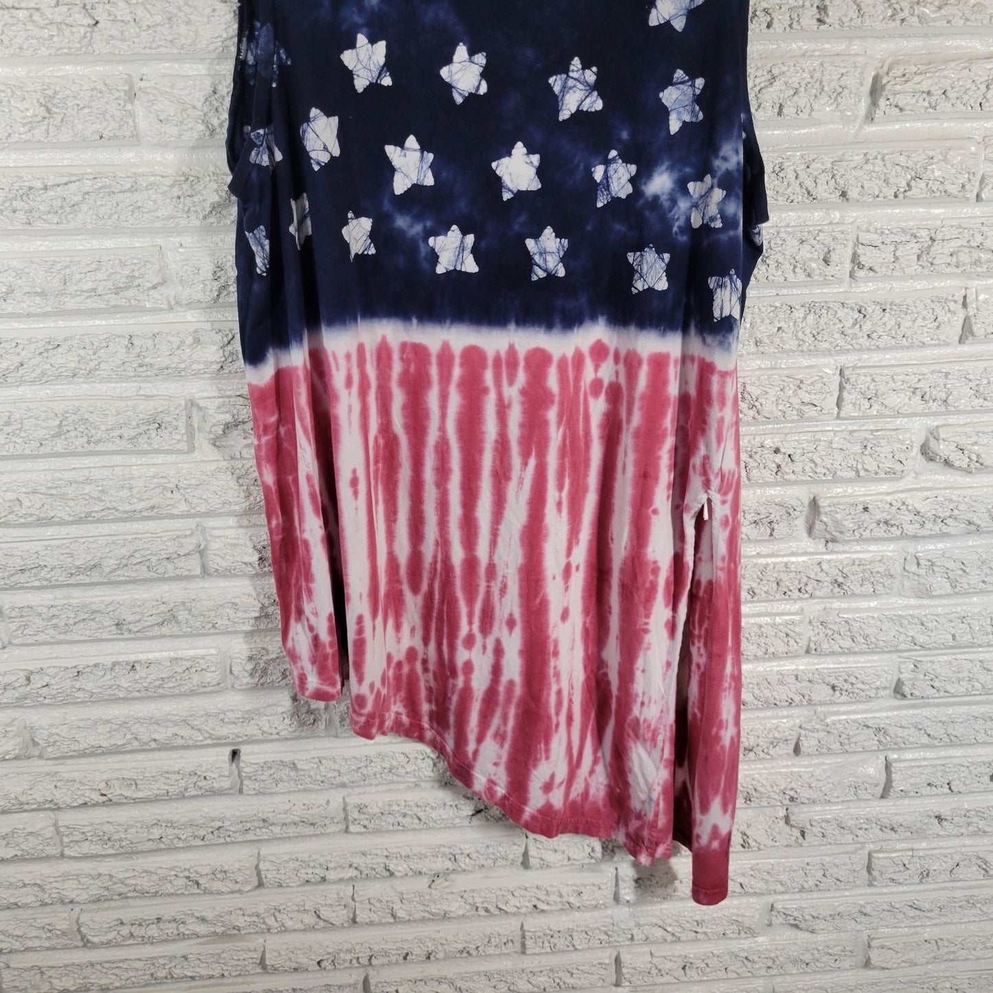 Chaps Women's Plus Size 2X 4th of July Shift Tank Dress Red Blue Asymmetric Hem