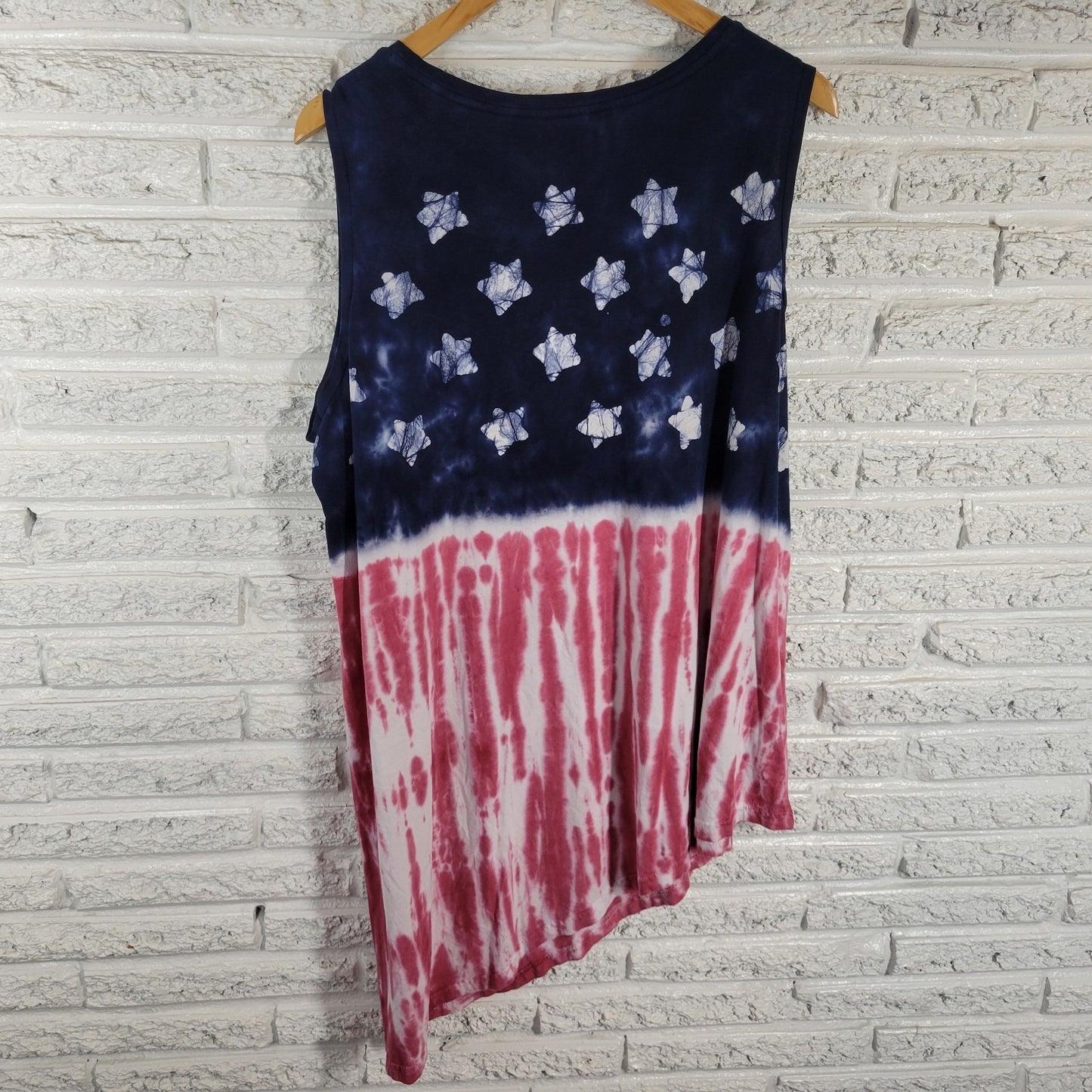 Chaps Women's Plus Size 2X 4th of July Shift Tank Dress Red Blue Asymmetric Hem