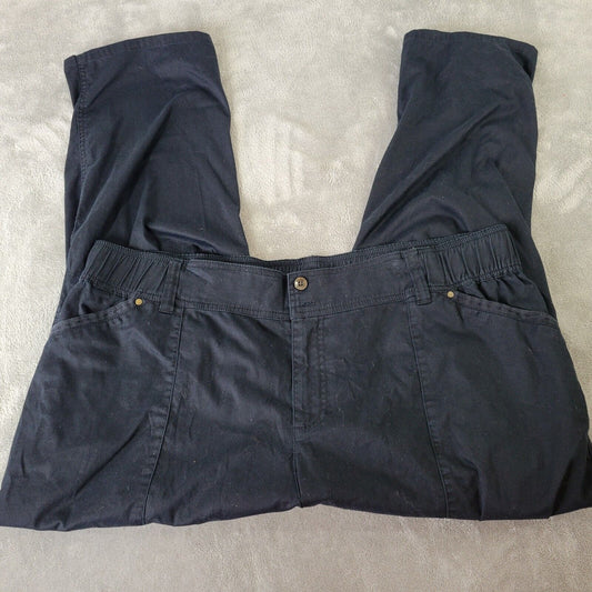 Catherines Womens Pants 2XWP Petite Straight Leg Comfort Waist Black Zip Fly