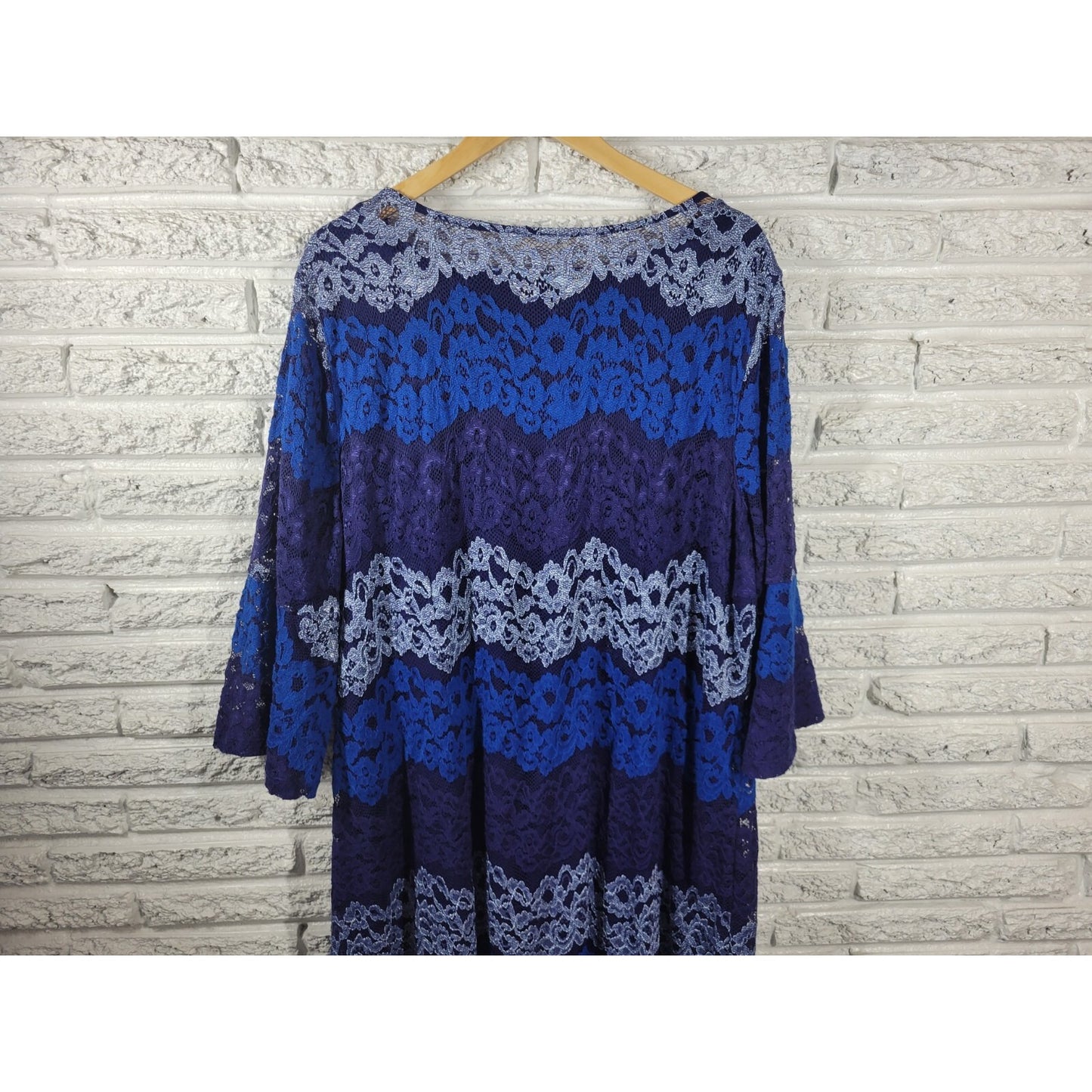 Isaac Mizrahi Live QVC Womens Dress 3X Plus 3/4 Sleeve Blue Lace Floral Lined
