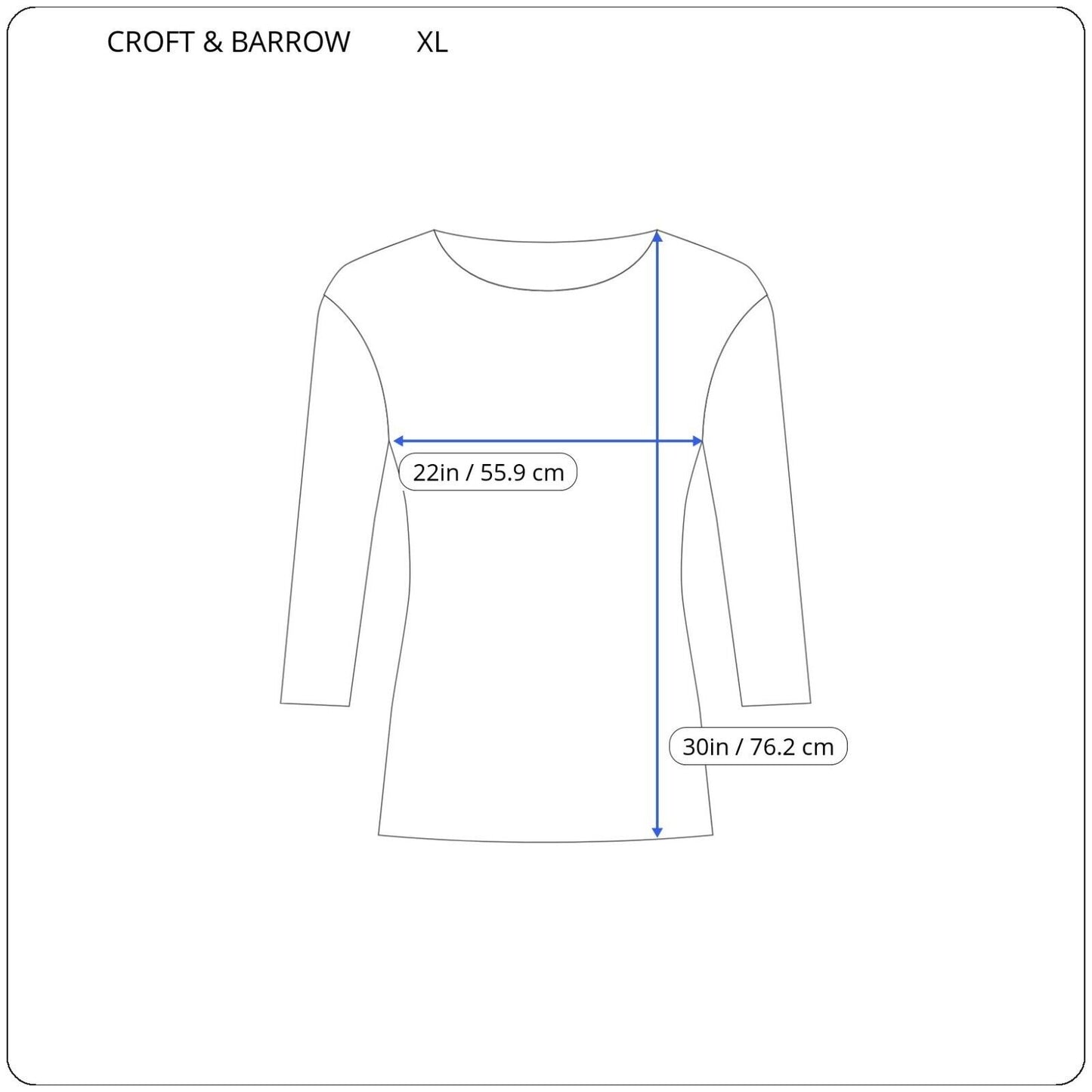 Croft Barrow Womens Top XL Tunic 3/4 Sleeve Blue Geometric Keyhole Lightweight