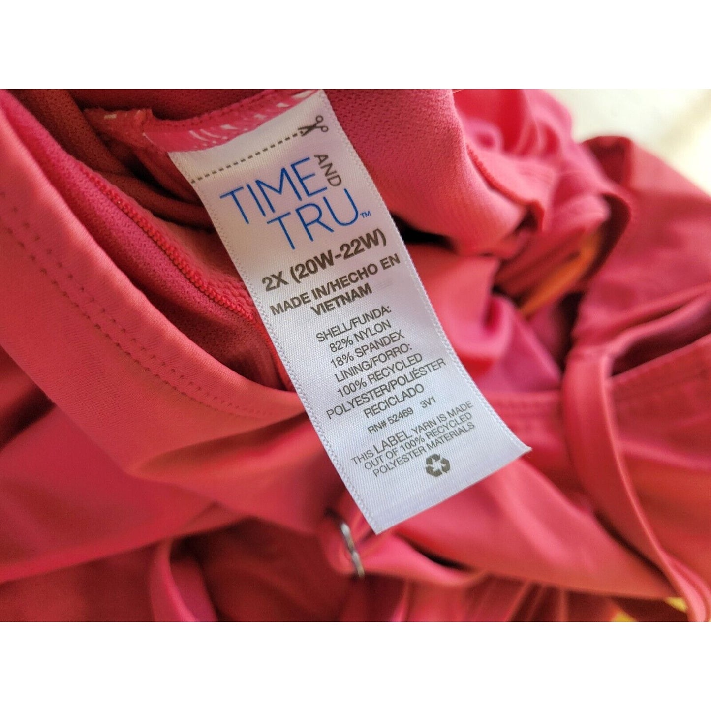 Time Tru Womens Swimsuit 2X One Piece Pink Open Belly Adjustable Spaghetti Bra