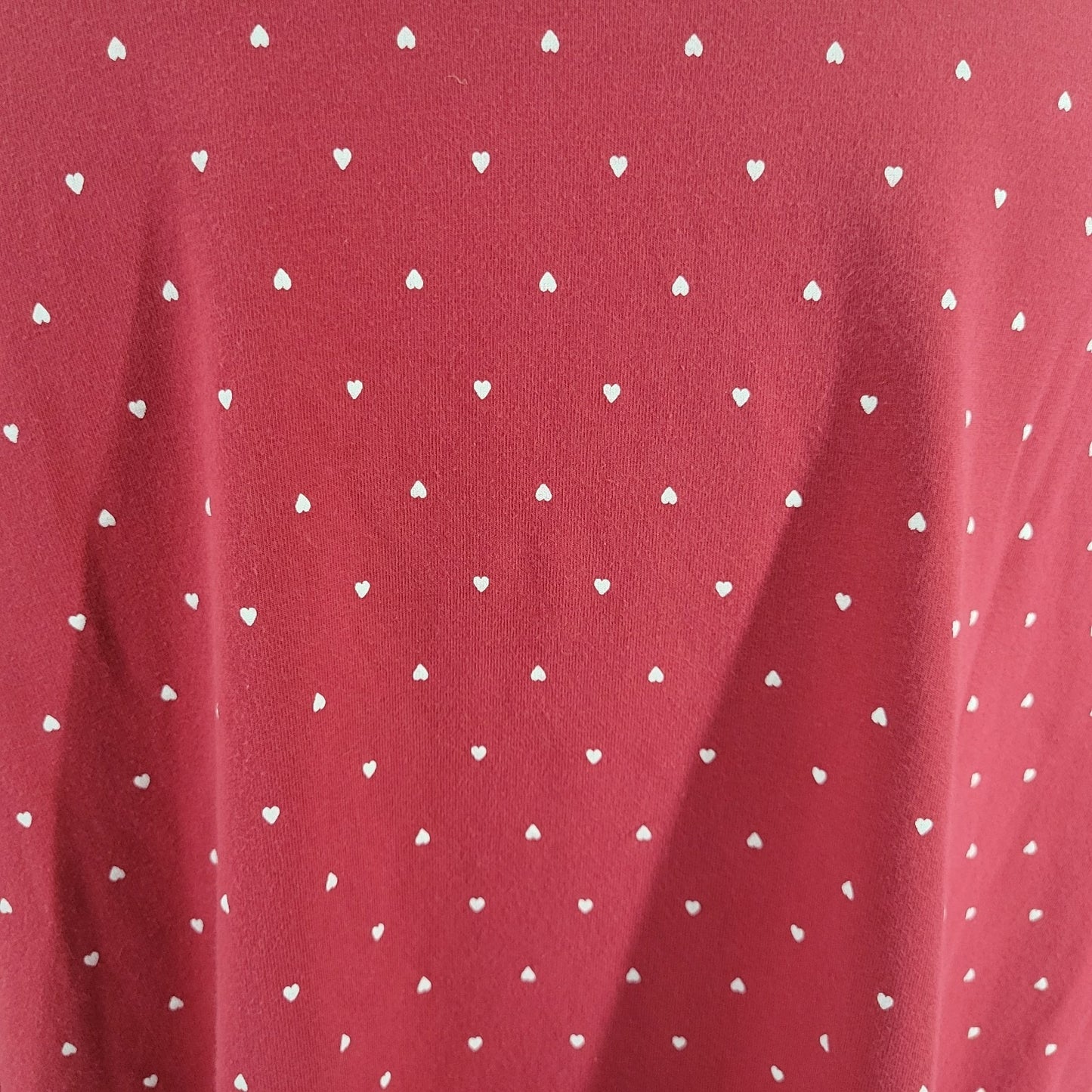 Catherines Womens Top 2X Plus Tee Crochet Neckline Red Tiny Hearts Comfy Casual